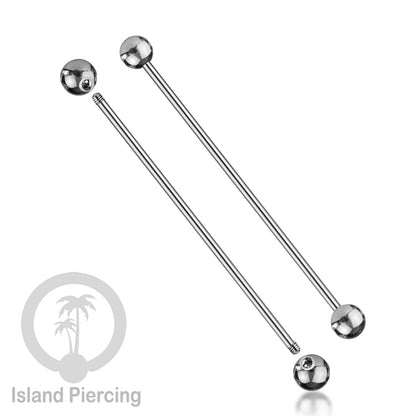Piercing Barbel TIndik barbell warna silver. Cocok untuk Tindik lidah, Industrial piercing, tindik puting dan telinga