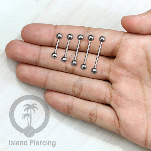 Piercing Barbel TIndik barbell warna silver. Cocok untuk Tindik lidah, Industrial piercing, tindik puting dan telinga
