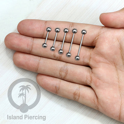 Piercing Barbel TIndik barbell warna silver. Cocok untuk Tindik lidah, Industrial piercing, tindik puting dan telinga