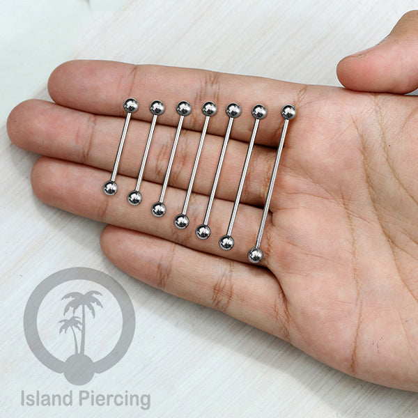 Piercing Barbel TIndik barbell warna silver. Cocok untuk Tindik lidah, Industrial piercing, tindik puting dan telinga