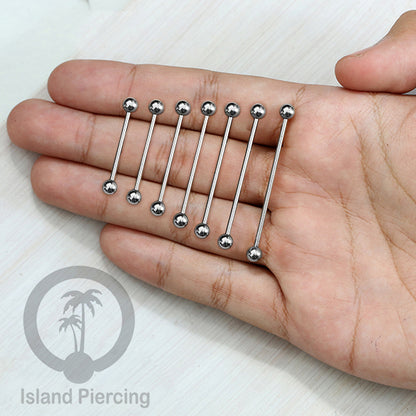 Piercing Barbel TIndik barbell warna silver. Cocok untuk Tindik lidah, Industrial piercing, tindik puting dan telinga
