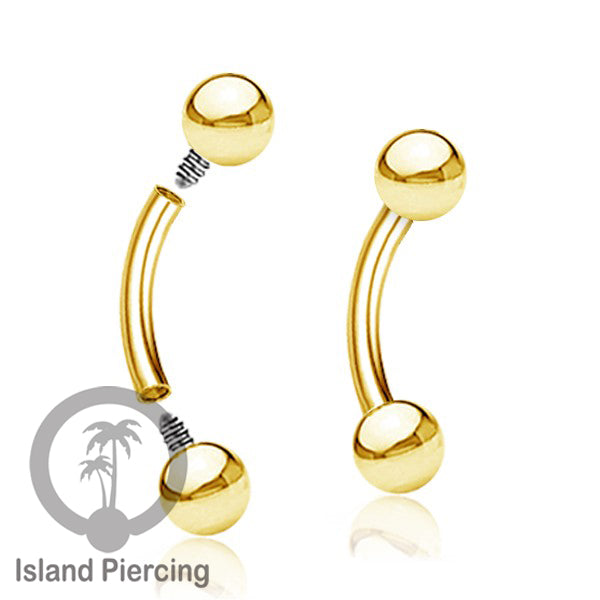 Tindik Alis dan Rook Piercing Curved Barbell model yang polos tiga warna