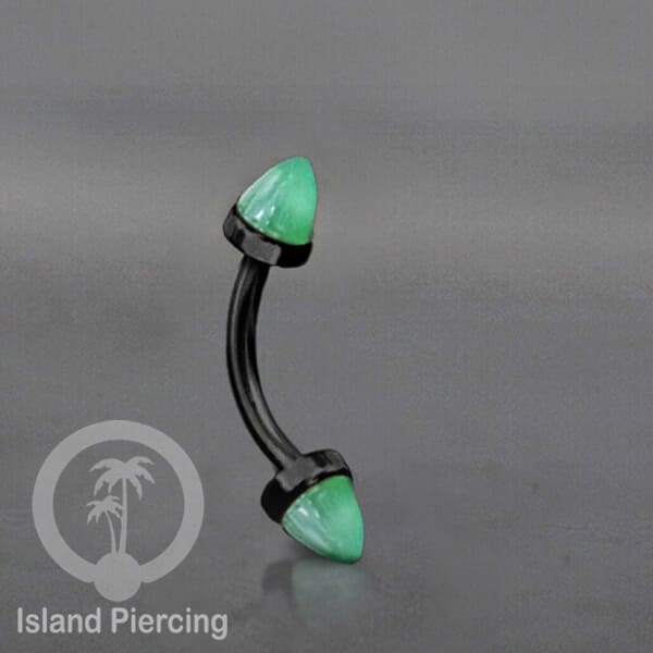 Tindik Alis dan Rook Piercing Curved Barbell warna hitam pakai batu peluru