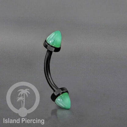 Tindik Alis dan Rook Piercing Curved Barbell warna hitam pakai batu peluru