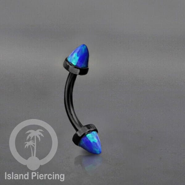 Tindik Alis dan Rook Piercing Curved Barbell warna hitam pakai batu peluru