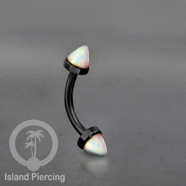 Tindik Alis dan Rook Piercing Curved Barbell warna hitam pakai batu peluru