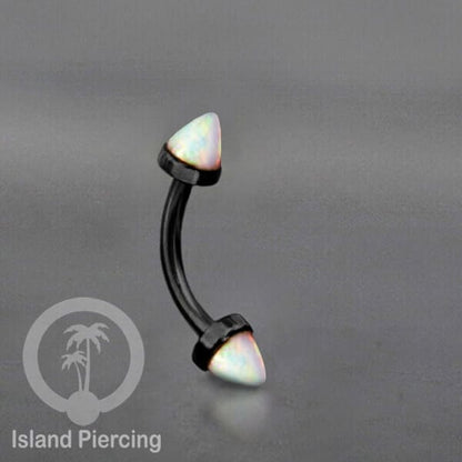 Tindik Alis dan Rook Piercing Curved Barbell warna hitam pakai batu peluru