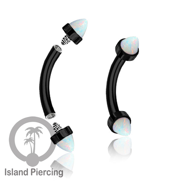 Tindik Alis dan Rook Piercing Curved Barbell warna hitam pakai batu peluru