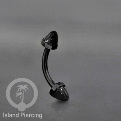 Tindik Alis dan Rook Piercing Curved Barbell warna hitam pakai batu peluru