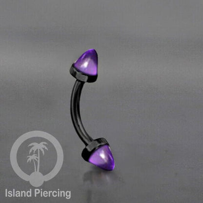 Tindik Alis dan Rook Piercing Curved Barbell warna hitam pakai batu peluru