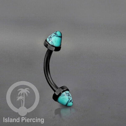 Tindik Alis dan Rook Piercing Curved Barbell warna hitam pakai batu peluru