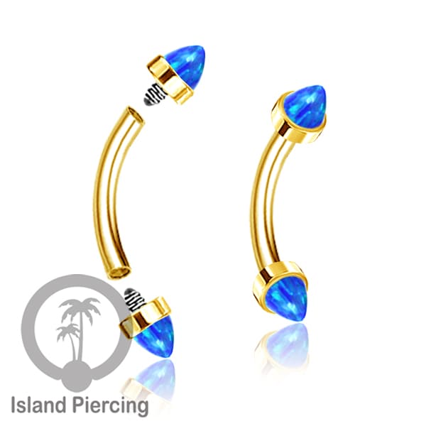 Tindik Alis dan Rook Piercing Curved Barbell warna silver pakai batu peluru