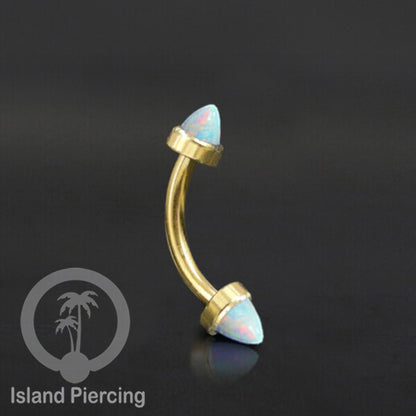 Tindik Alis dan Rook Piercing Curved Barbell warna gold pakai batu peluru