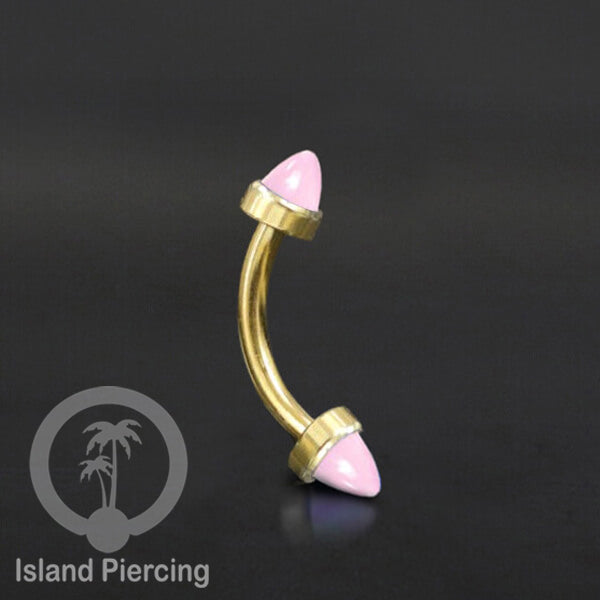Tindik Alis dan Rook Piercing Curved Barbell warna gold pakai batu peluru