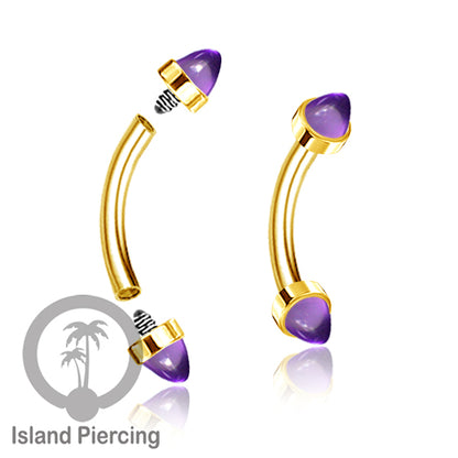 Tindik Alis dan Rook Piercing Curved Barbell warna silver pakai batu peluru