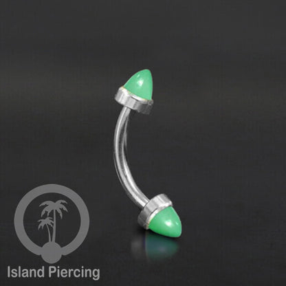 Tindik Alis dan Rook Piercing Curved Barbell warna silver pakai batu peluru