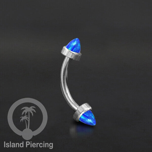 Tindik Alis dan Rook Piercing Curved Barbell warna silver pakai batu peluru