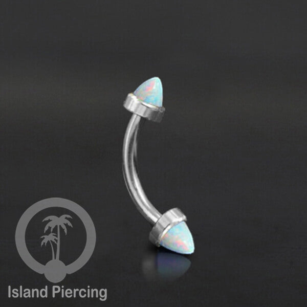 Tindik Alis dan Rook Piercing Curved Barbell warna silver pakai batu peluru