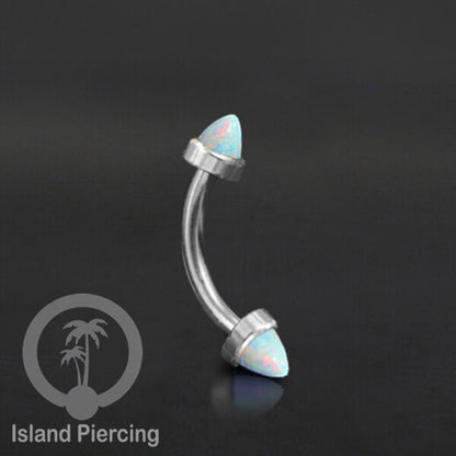 Tindik Alis dan Rook Piercing Curved Barbell warna silver pakai batu peluru