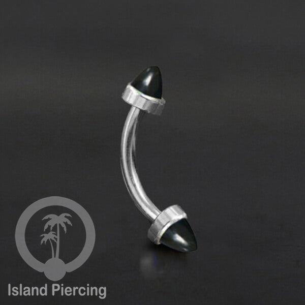 Tindik Alis dan Rook Piercing Curved Barbell warna silver pakai batu peluru