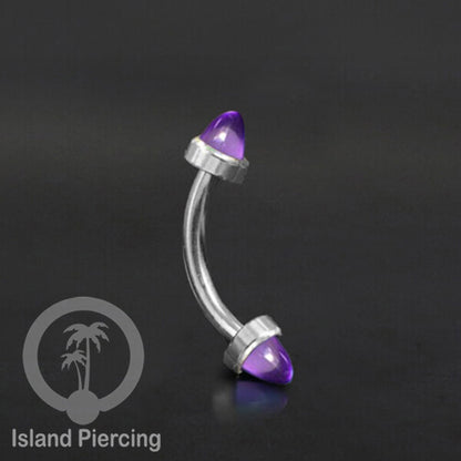 Tindik Alis dan Rook Piercing Curved Barbell warna silver pakai batu peluru