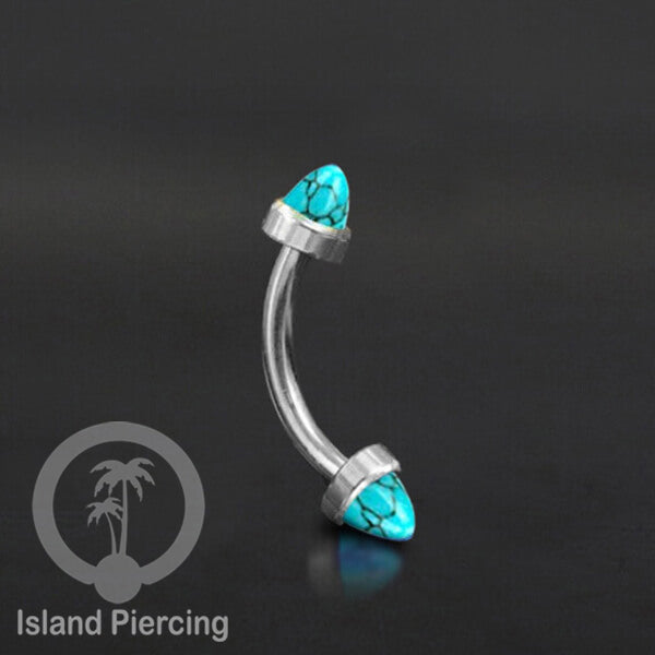 Tindik Alis dan Rook Piercing Curved Barbell warna silver pakai batu peluru