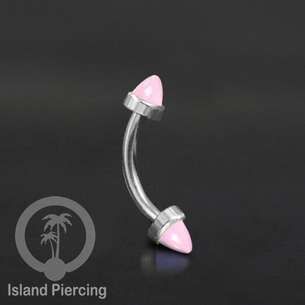 Tindik Alis dan Rook Piercing Curved Barbell warna silver pakai batu peluru