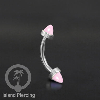 Tindik Alis dan Rook Piercing Curved Barbell warna silver pakai batu peluru