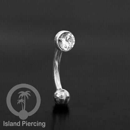 Tindik Alis dan Rook Piercing Curved Barbell warna silver pakai batu banyak pilihan