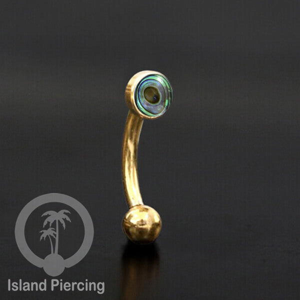 Tindik Alis dan Rook Piercing Curved Barbell warna gold pakai batu banyak pilihan