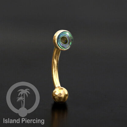 Tindik Alis dan Rook Piercing Curved Barbell warna gold pakai batu banyak pilihan