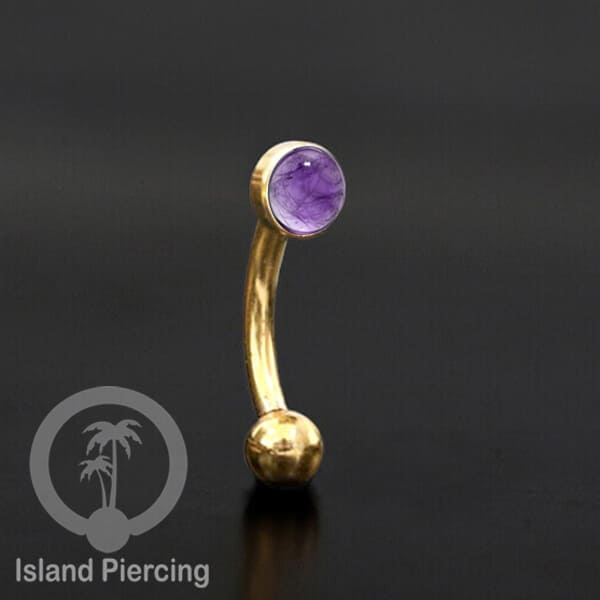 Tindik Alis dan Rook Piercing Curved Barbell warna gold pakai batu banyak pilihan