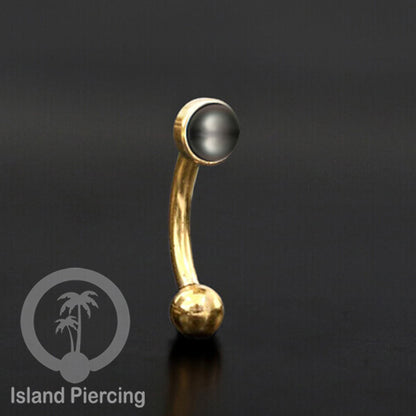 Tindik Alis dan Rook Piercing Curved Barbell warna gold pakai batu banyak pilihan