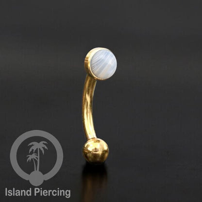 Tindik Alis dan Rook Piercing Curved Barbell warna gold pakai batu banyak pilihan