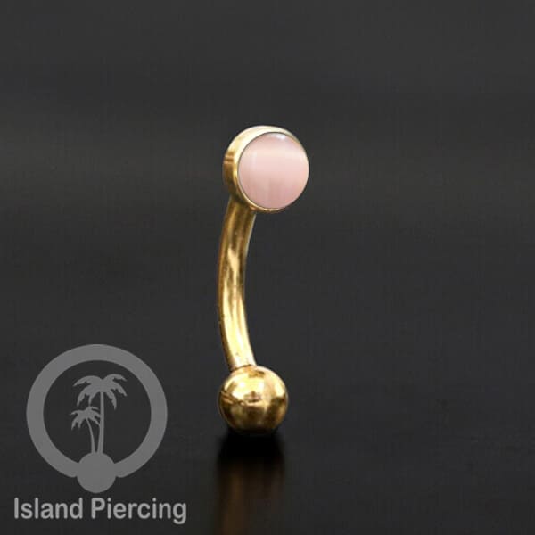 Tindik Alis dan Rook Piercing Curved Barbell warna gold pakai batu banyak pilihan