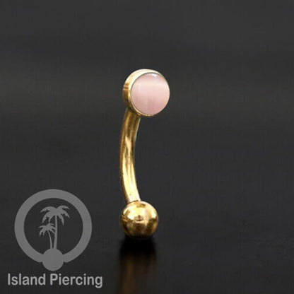 Tindik Alis dan Rook Piercing Curved Barbell warna gold pakai batu banyak pilihan