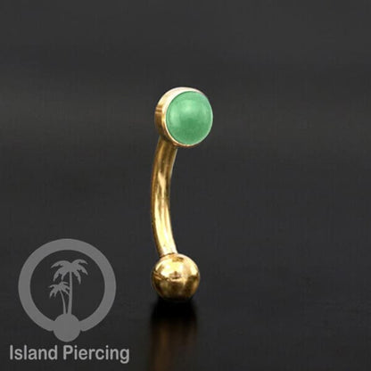 Tindik Alis dan Rook Piercing Curved Barbell warna gold pakai batu banyak pilihan