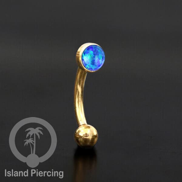 Tindik Alis dan Rook Piercing Curved Barbell warna gold pakai batu banyak pilihan