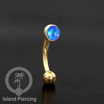 Tindik Alis dan Rook Piercing Curved Barbell warna gold pakai batu banyak pilihan