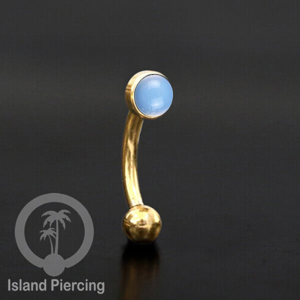 Tindik Alis dan Rook Piercing Curved Barbell warna gold pakai batu banyak pilihan