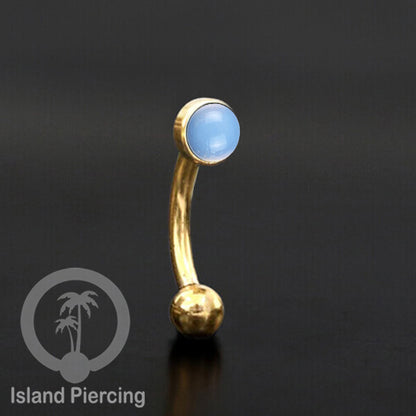 Tindik Alis dan Rook Piercing Curved Barbell warna gold pakai batu banyak pilihan