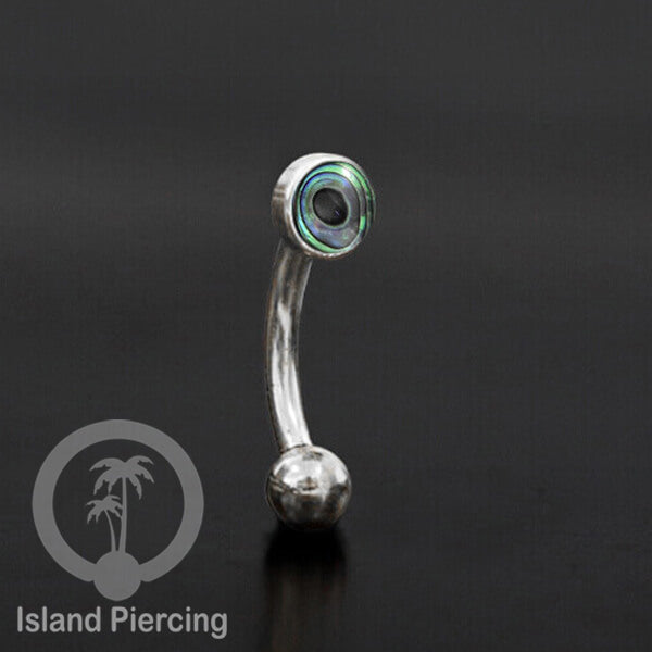 Tindik Alis dan Rook Piercing Curved Barbell warna silver pakai batu banyak pilihan