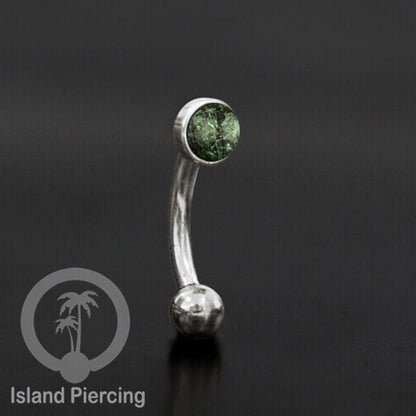 Tindik Alis dan Rook Piercing Curved Barbell warna silver pakai batu banyak pilihan
