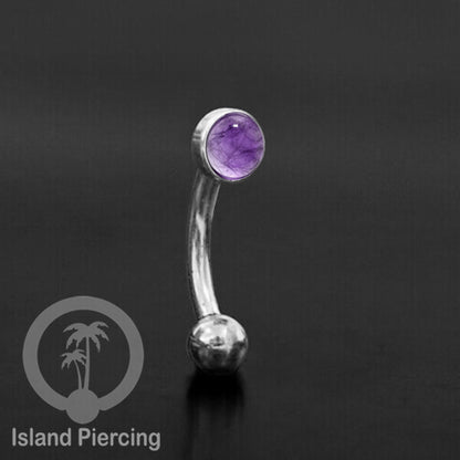 Tindik Alis dan Rook Piercing Curved Barbell warna silver pakai batu banyak pilihan