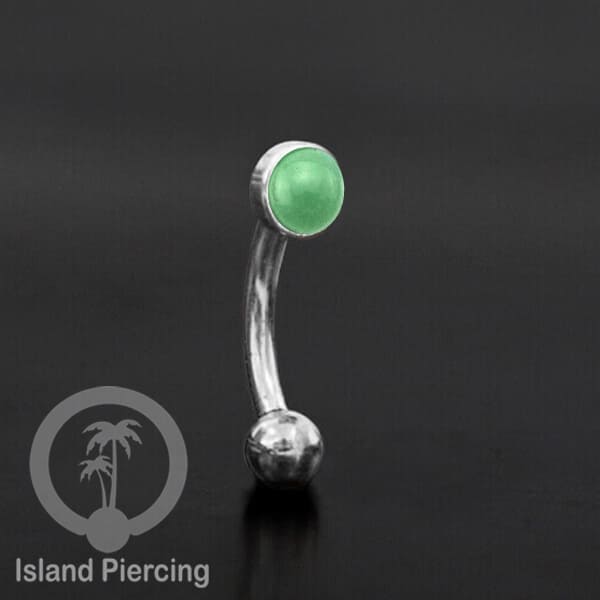 Tindik Alis dan Rook Piercing Curved Barbell warna silver pakai batu banyak pilihan