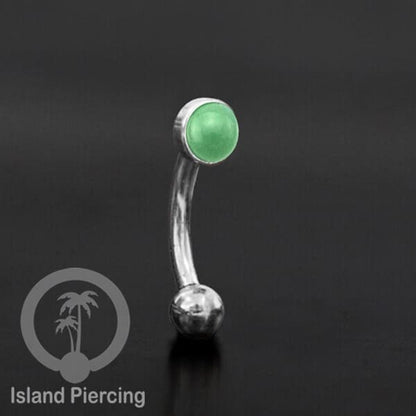 Tindik Alis dan Rook Piercing Curved Barbell warna silver pakai batu banyak pilihan