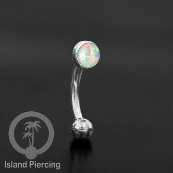 Tindik Alis dan Rook Piercing Curved Barbell warna silver pakai batu banyak pilihan