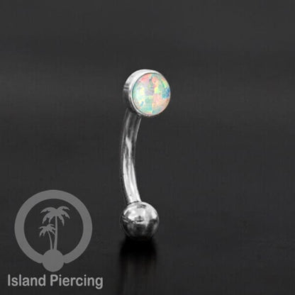 Tindik Alis dan Rook Piercing Curved Barbell warna silver pakai batu banyak pilihan