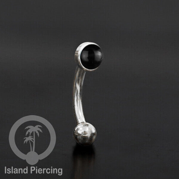 Tindik Alis dan Rook Piercing Curved Barbell warna silver pakai batu banyak pilihan