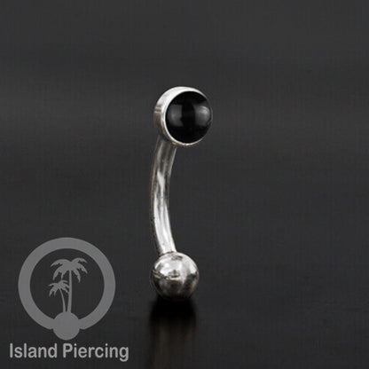 Tindik Alis dan Rook Piercing Curved Barbell warna silver pakai batu banyak pilihan